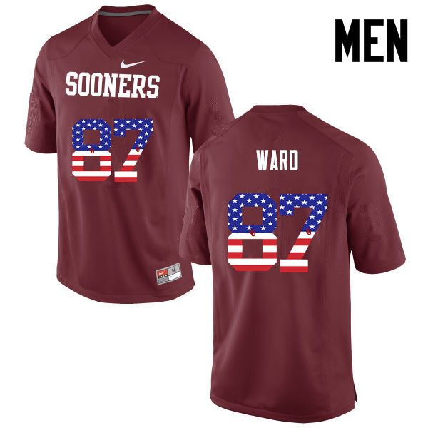 Men Oklahoma Sooners #87 D.J. Ward College Football USA Flag Fashion Jerseys-Crimson